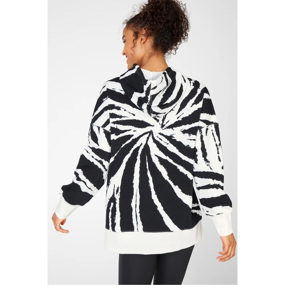 NWT Fabletics Jasmine Side Slit Pullover Tie Dye Hoodie Big Spinner White Zest S - Picture 5 of 5